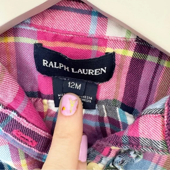 Ralph Lauren Baby Girl Plaid Shirt w Ruffles - 12 months - Picture 5 of 6